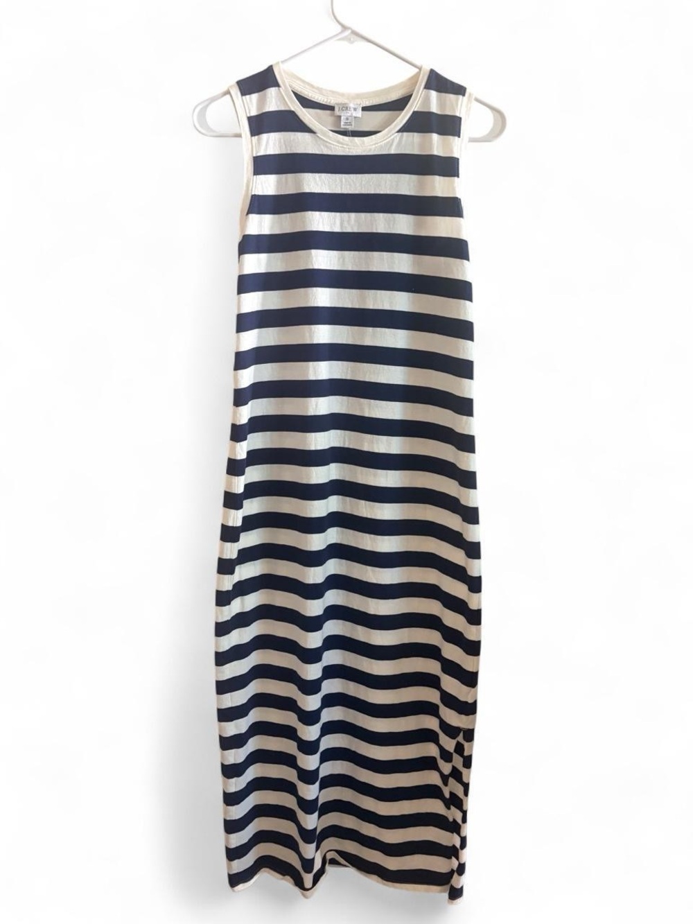 J. Crew Womens Navy and Cream Striped Sleeveless Maxi Dress